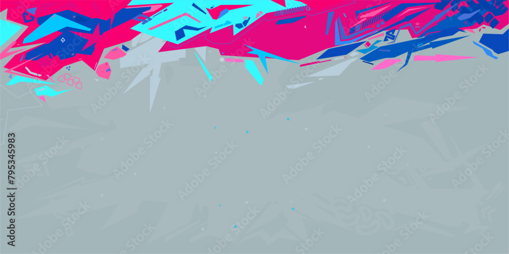 Fototapeta premium Cool Trendy Cyber Abstract Urban Street Art Graffiti Style Vector Illustration Template Background