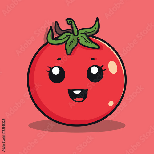 Tomato cartoon character mascot design flat vector illustration