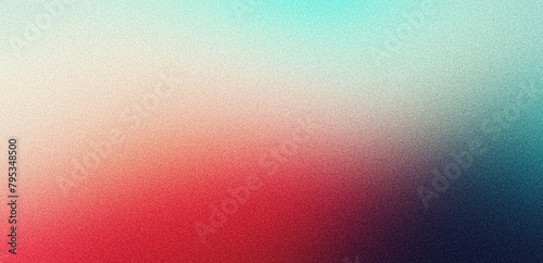 Grainy gradient background teal orange red blue retro noise texture summer banner poster backdrop design © Enso