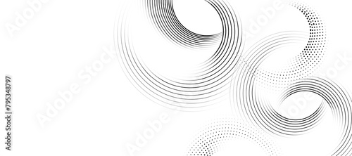 Abstract white background with black circle rings. Digital future technology concept. vector illustration.	