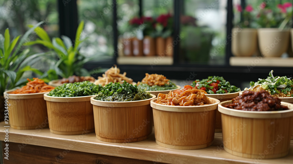 Healthy food in Bamboo Eco-Friendly kitchen Containers biodegradable and compostable Healthy food in Bamboo Eco-Friendly kitchen Containers biodegradable and compostable