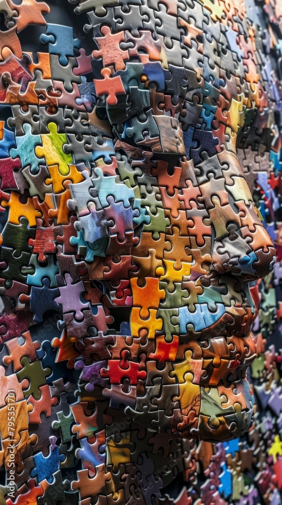 Head made from jigsaw puzzles. Mental health concept. Head made from jigsaw puzzles. Mental health concept.