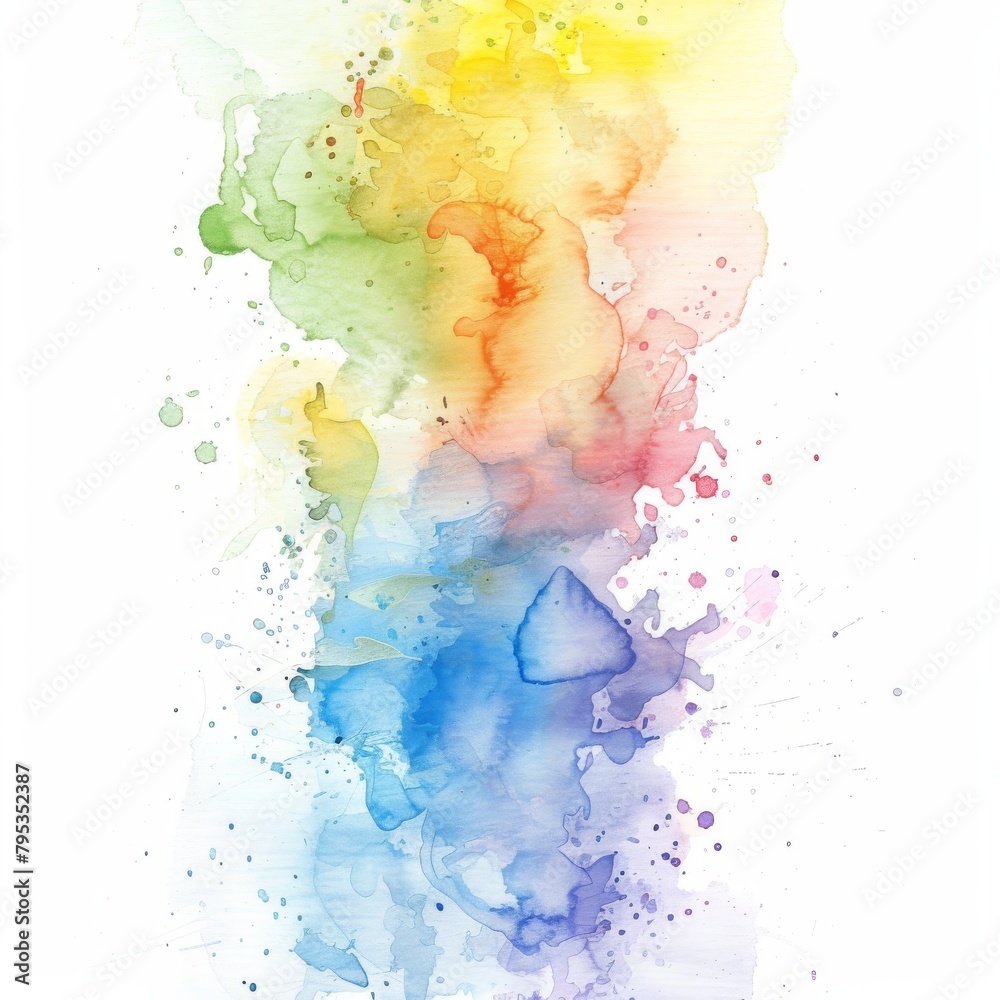 A vibrant watercolor painting featuring a colorful pattern of electric blue hues on a white background, showcasing the beauty of art paint in visual arts