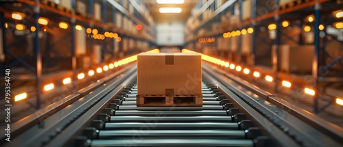 Efficient warehouse system automates package selection and delivery for improved operations. Concept Warehouse Automation, Package Selection, Delivery Efficiency, Improved Operations
