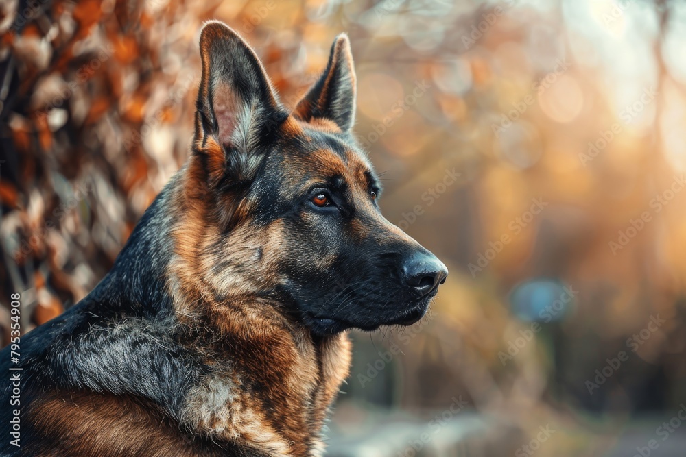 Loyal German Shepherd with noble stance and intelligent eyes, adding strength and loyalty to any composition