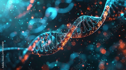 Illustration of DNA Futuristic digital Abstract background for Science and technology. photo