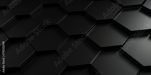 Black hexagons pattern on black background. Genetic research  molecular structure. Chemical engineering. Concept of innovation technology. Used for design healthcare  science and medicine background b