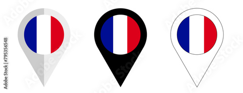 French flag pin map pointer icons france pinpoint set png tricolore olympic location vector