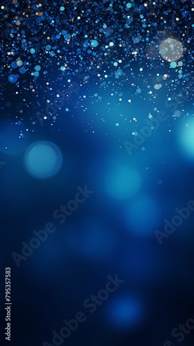 Blue banner dark bokeh particles glitter awards dust gradient abstract background. Futuristic glittering in space on blue background blank empty with copy space  © GalleryGlider