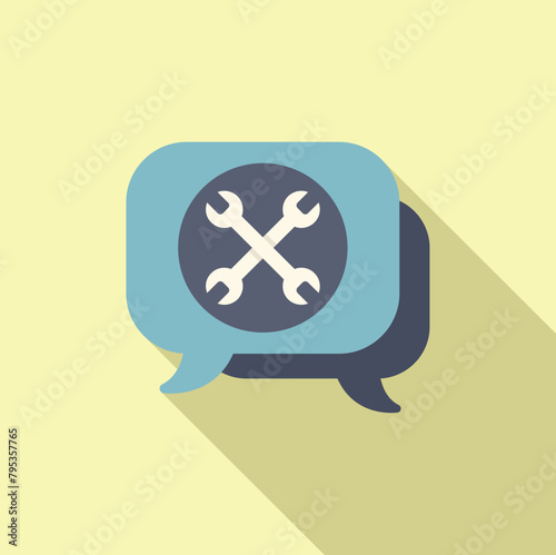 Tech chat support icon flat vector. Call center. Info online app