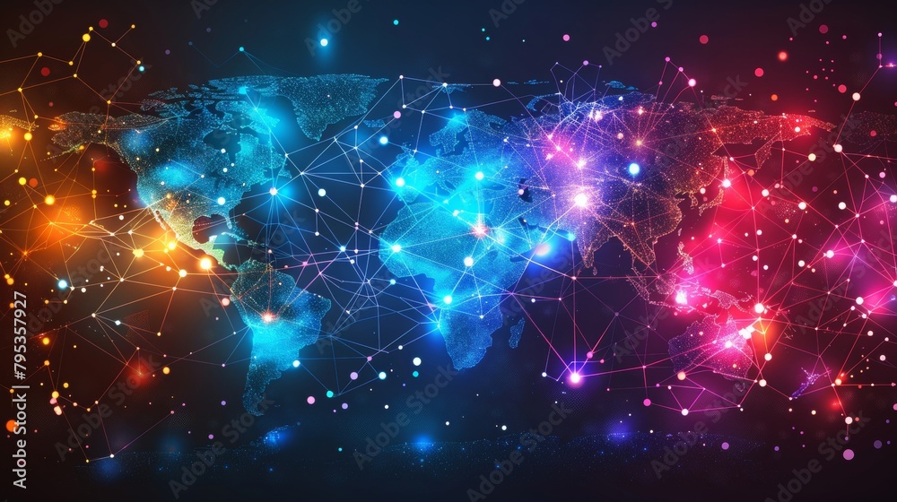 Craft a visually striking representation of the global network Craft a visually striking representation of the global network