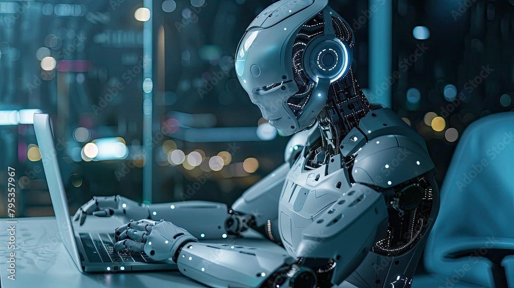 Fototapeta premium AI-powered chatbot providing customer support on a website