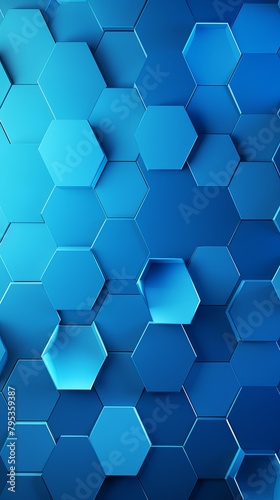 Blue hexagons pattern on blue background. Genetic research  molecular structure