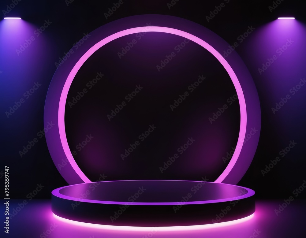Round pallet purple neon lights pink neon lights