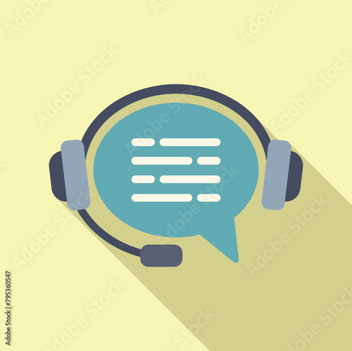 Headset support chat online icon flat vector. Contact help. Work speech