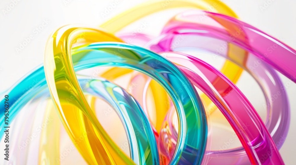 Multi-colored tubes spinning on white background Multi-colored tubes spinning on white background