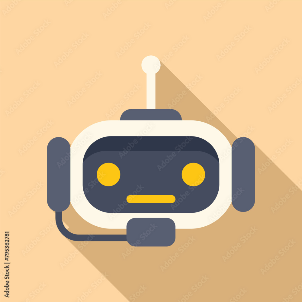 Help support bot icon flat vector. Online center call. Answer web volume Help support bot icon flat vector. Online center call. Answer web volume