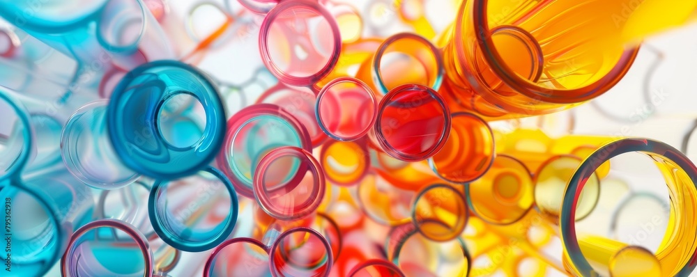Multi-colored tubes spinning on white background Multi-colored tubes spinning on white background