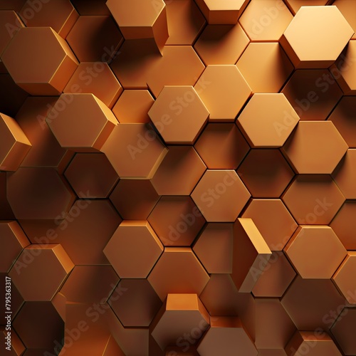 Brown hexagons pattern on brown background. Genetic research, molecular structure