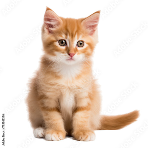 A kitten on a white background