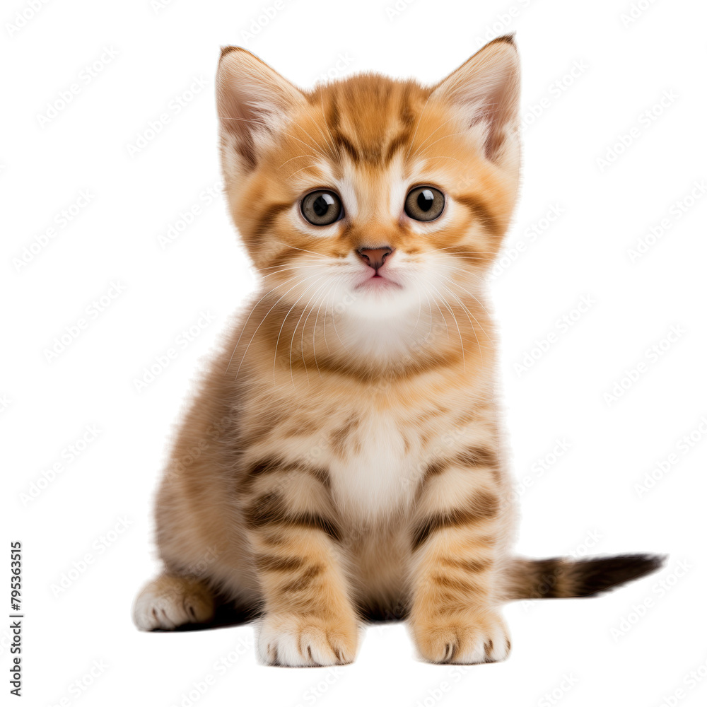 A kitten on a white background