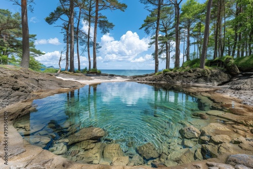 Body of Water Surrounded by Trees and Rocks