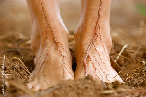 Varicose veins on the young woman human legs