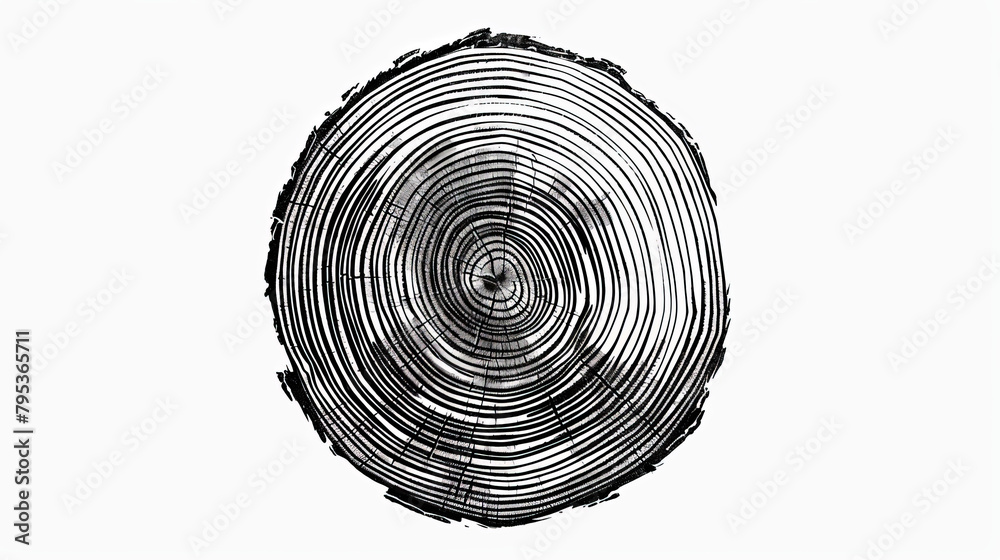Tree Rings Circle Tree ring texture. Wooden rings. Circle topographic map. Black line ...