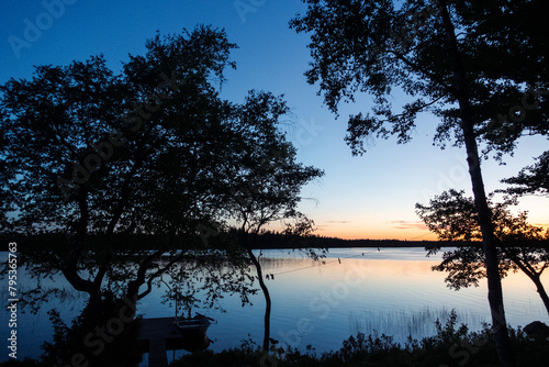 beautiful view of a sea in Sweden at sunset and night, schöne Aussicht auf ein See in Schweden bei Sonnenuntergang und bei Nacht, 