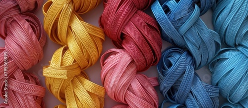 Neatly Organized Hair Ties A Vibrant D Rendering of Essential Hair Care Accessories photo