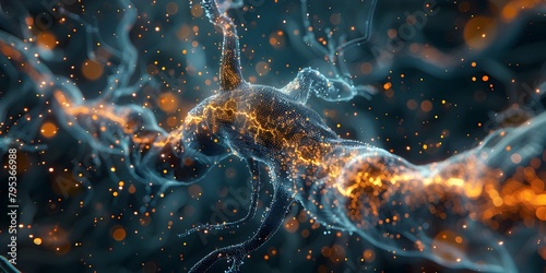 Glowing Neural Pathways of the Human Brain in Digital Rendering for Advanced Neurological Diagnostics and Research