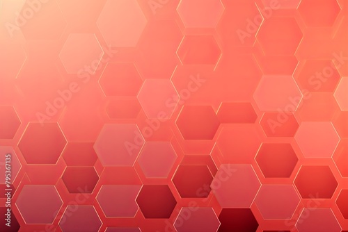 Coral hexagons pattern on coral background. Genetic research  molecular structure