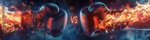 Fiery Boxing Gloves Clash in Intense Competitive Battle. photo