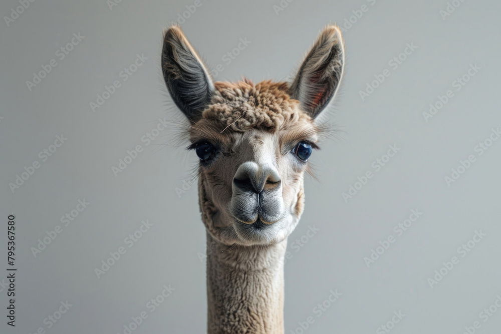 An attentive alpaca with a curious gaze