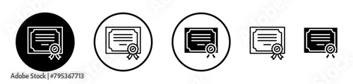 Diploma Icon Set. Academic and Qualification Certificates.