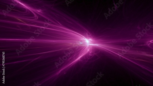 energievoll leuchtender dynamischer Lichtschweif, heller Stern, Weltall, Universum, Energie, Strom, Stärke, kraftvoll, schnelles Internet, Licht, Technologie, Wissenschaft, magenta, pink, schwarz