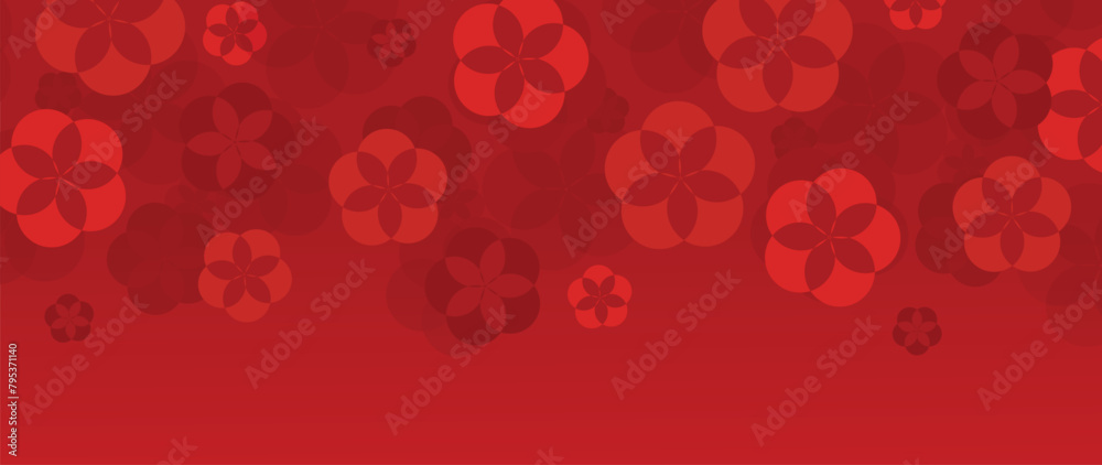 Happy Chinese new year background vector. Luxury wallpaper design with chinese cherry blossom flower on red background. Modern luxury oriental illustration for cover, banner, website, decor. Happy Chinese new year background vector. Luxury wallpaper design with chinese cherry blossom flower on red background. Modern luxury oriental illustration for cover, banner, website, decor.