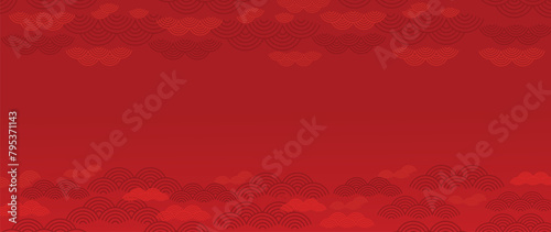 Happy Chinese new year background vector. Luxury wallpaper design with chinese pattern on red background. Modern luxury oriental illustration for cover, banner, website, decor.