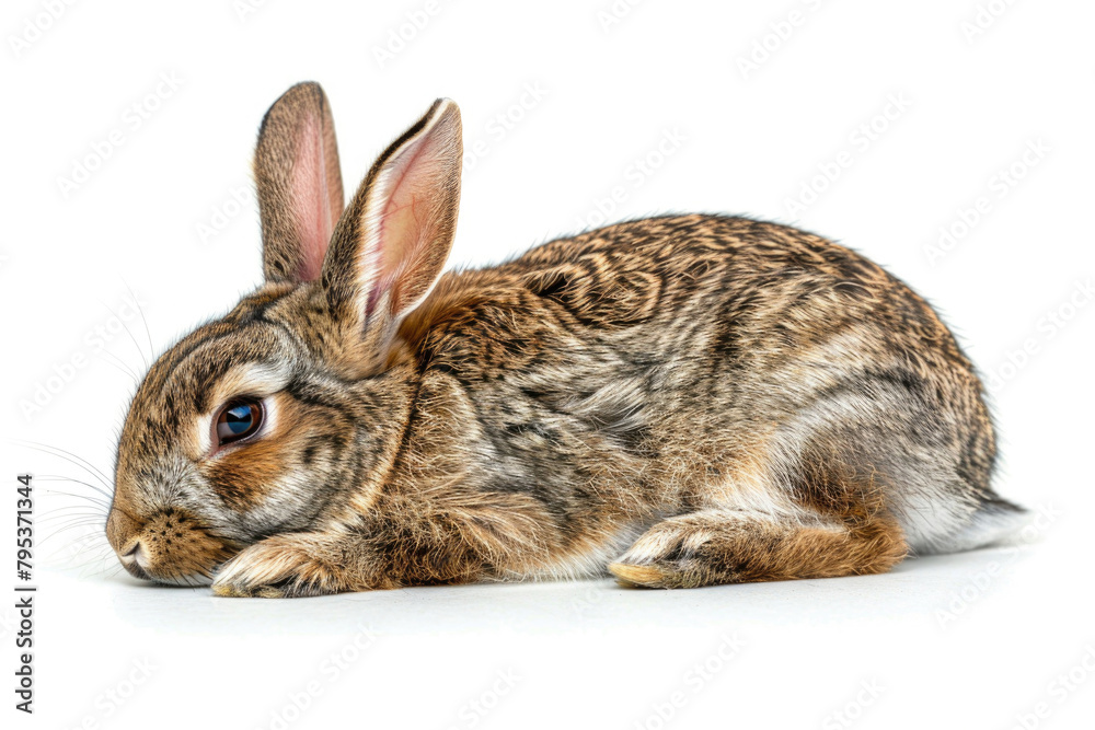 A rabbit resting in a comfortable position