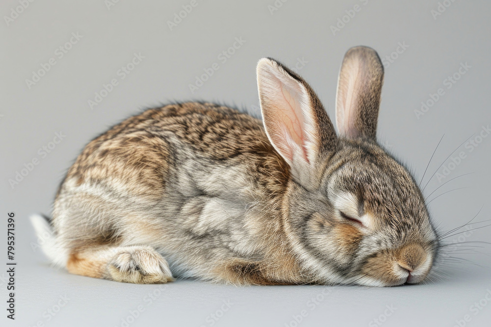 A rabbit resting in a comfortable position
