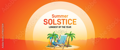 Summer Solstice. Longest day of the year. summer solstice template, banner, poster, social media post etc. summer discount offer banner, poster, digital post etc.  photo