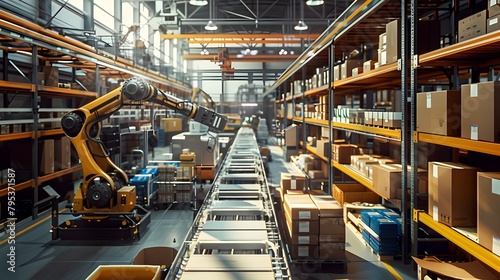 Streamlined in Modern Factories: A Panoramic View of an Automated Packaging Line © pkproject
