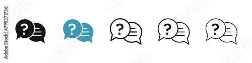 Comment question line icon set. faq line icon. question and answer pictogram. inquire bubble. ask or request sign. frequently asked questions icon for Ui designs.