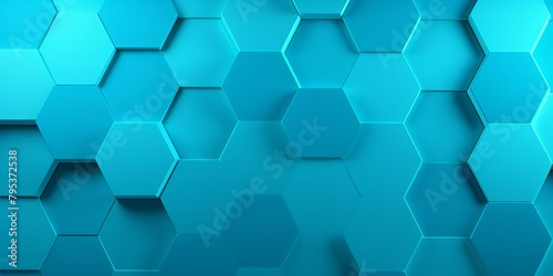 Cyan hexagons pattern on cyan background. Genetic research  molecular structure. Chemical engineering