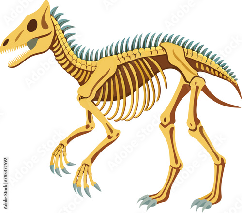 Dinosaur skeleton isolated on white background. Vector illustration. 