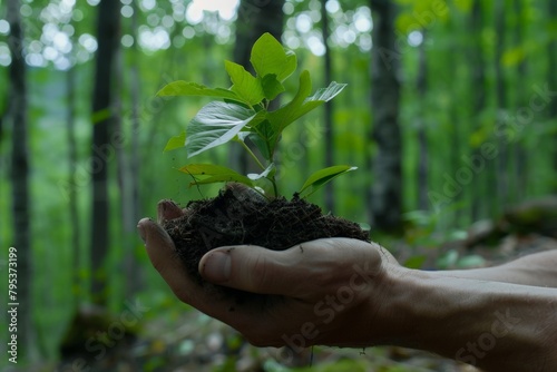 Planting trees with volunteer families for eco-friendly and corporate social responsibility campaigns. Beautiful simple AI generated image in 4K, unique.