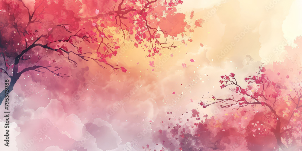 Light pink sky background with pastel color clouds with cherry blossoms . Pink clouds in the sky stage fluffy cotton candy ,summer paradise dreamy concept.banner Light pink sky background with pastel color clouds with cherry blossoms . Pink clouds in the sky stage fluffy cotton candy ,summer paradise dreamy concept.banner