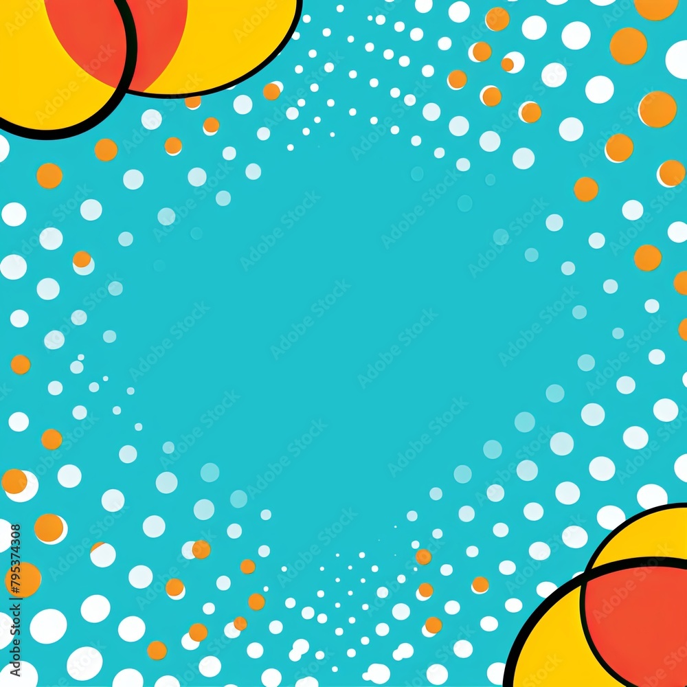 Cyan pop art background in retro comic style with halftone dots, vector illustration of backdrop with isolated dots blank empty with copy space 