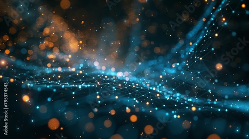 3D rendering of a computer network. particle effect connection  photo