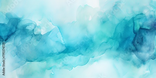 Cyan watercolor background texture soft abstract illustration blank empty with copy space 